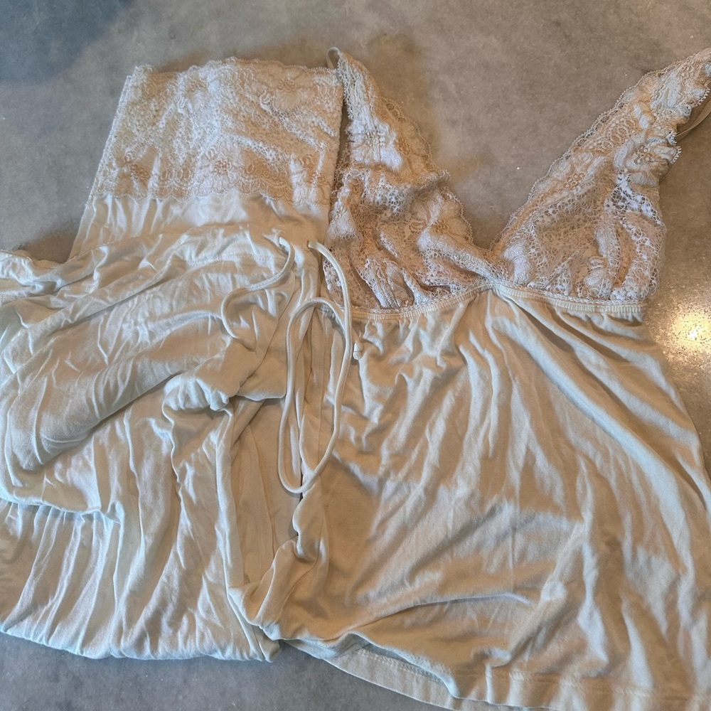 White Lace Pajama Set - Tank Top and Pants
